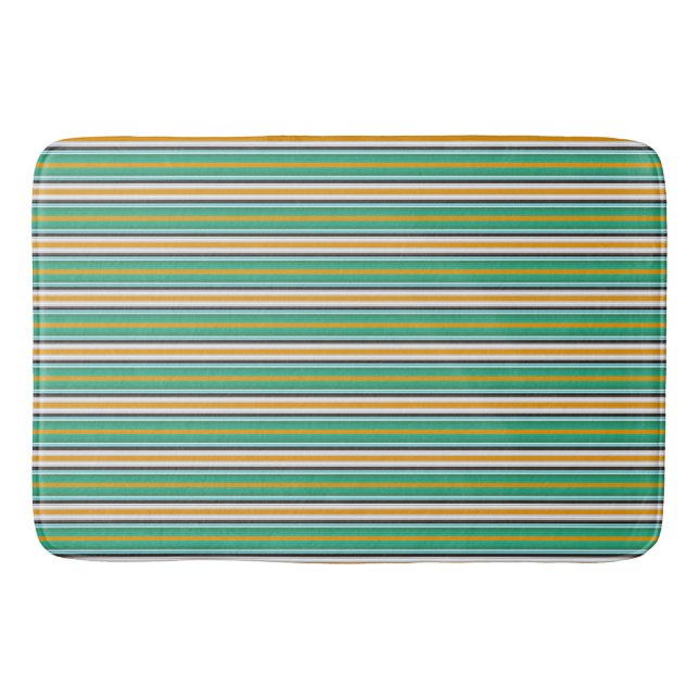 Tapis De Bain Motif rayé vert blanc orange (Devant)