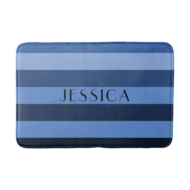 Tapis De Bain Motif rayures bleues modernes (Devant)