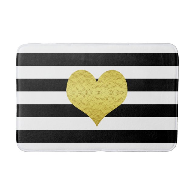 Tapis De Bain Motif rayures noir et blanc moderne (Devant)