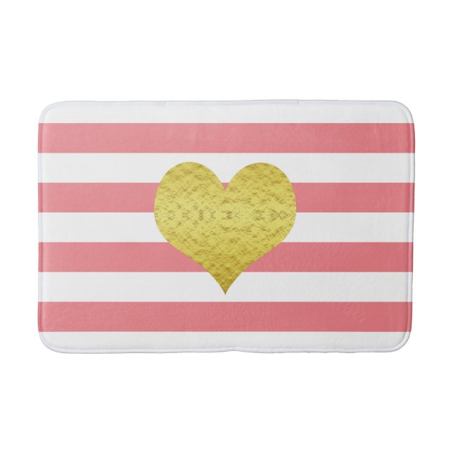 Tapis De Bain Motif rayures roses modernes Nom (Devant)