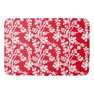 Tapis De Bain Motif répété Floral Rouge Et Blanc
