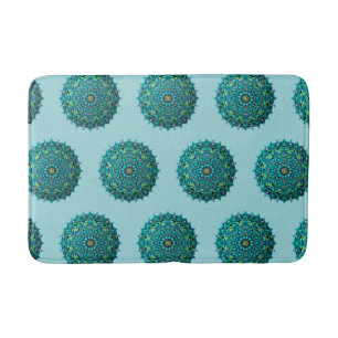Tapis De Bain Motif répétitif en mandala bleu