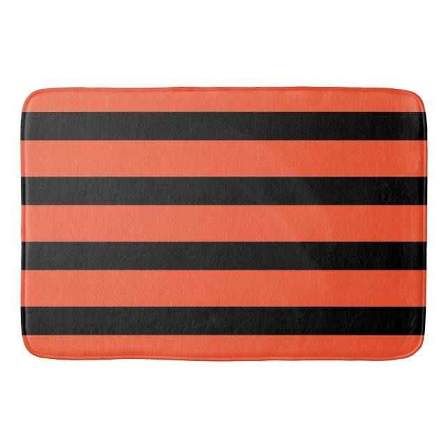 Tapis De Bain Motif Rétro De Stripes Noires Et Oranges (Devant)