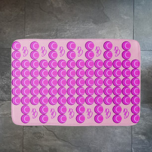 Tapis De Bain Motif rétro rose dans le style tendance avec monog