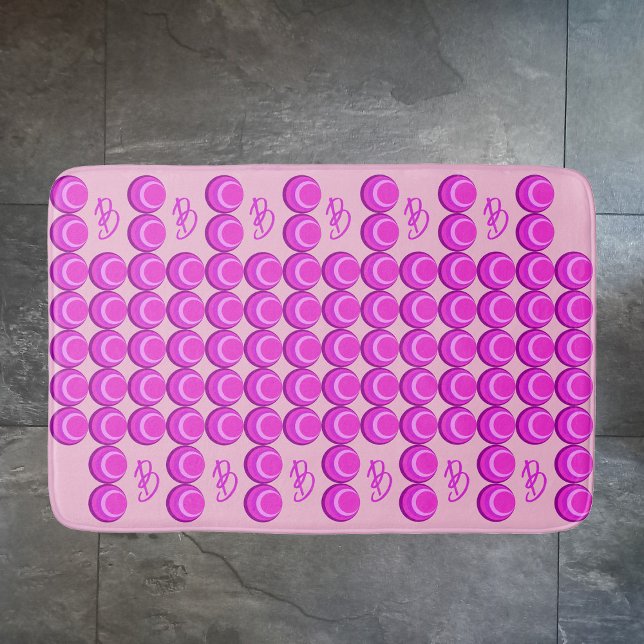 Tapis De Bain Motif rétro rose dans le style tendance avec monog (Créateur téléchargé)