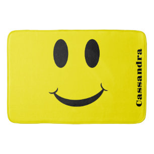 Tapis De Bain Motif rétro Yellow Happy Face souriant