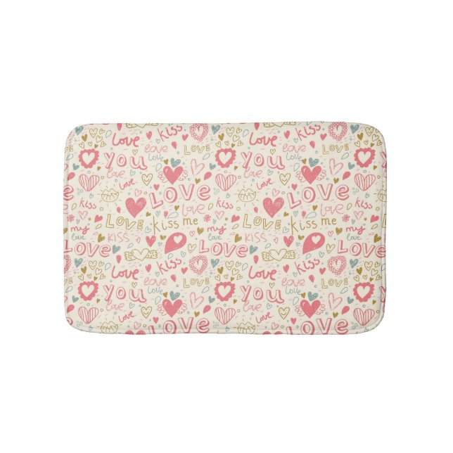Tapis De Bain Motif romantique avec des coeurs et des lèvres (Devant)