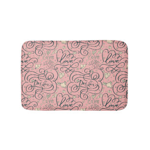 Tapis De Bain Motif romantique avec des coeurs et des oiseaux