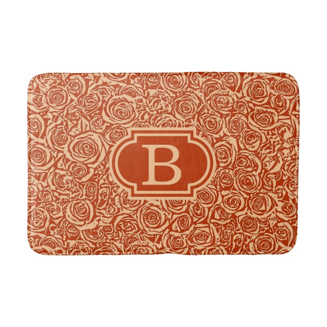 Tapis De Bain Motif Rose Abstrait moderne, Mandarin Orange (Devant)