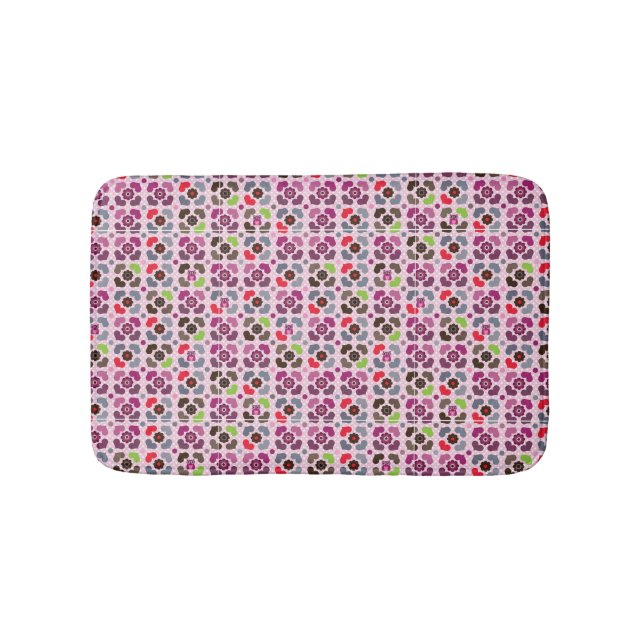 Tapis De Bain motif rose de fleurs et de hiboux (Devant)