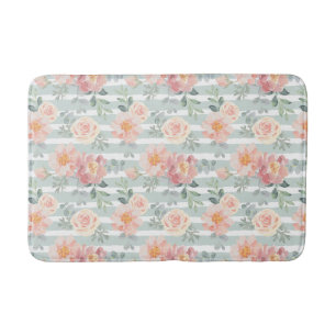 Tapis De Bain Motif rose de rayure d'Alicia