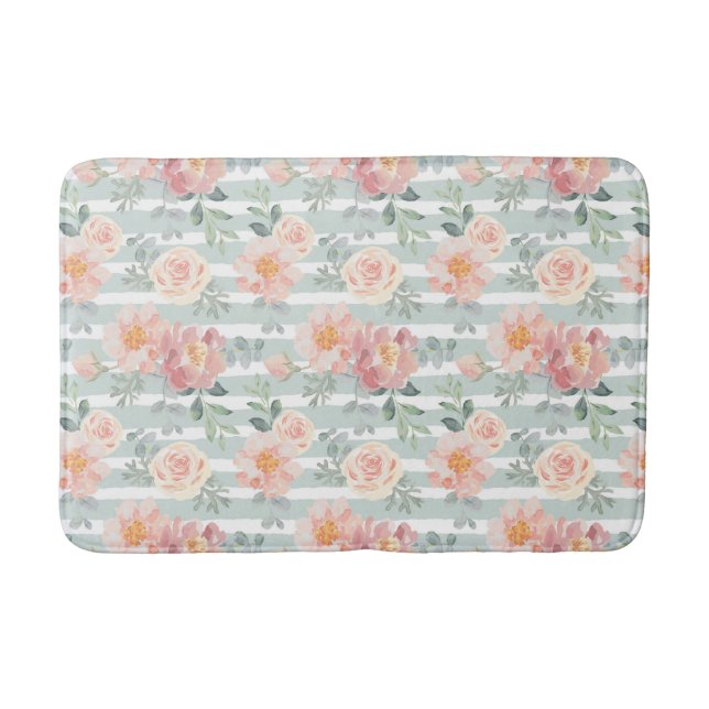 Tapis De Bain Motif rose de rayure d'Alicia (Devant)