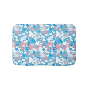 Tapis De Bain Motif rose et bleu de chien de camouflage