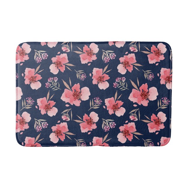 Tapis De Bain Motif rose foncé d'aquarelle (Devant)