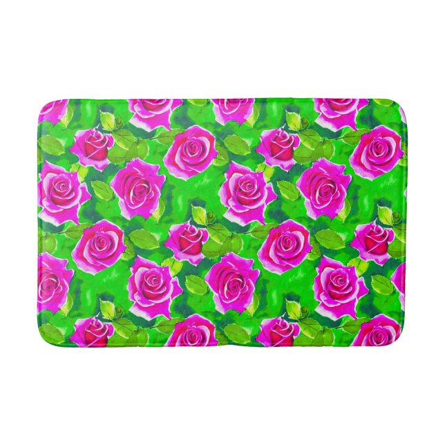 Tapis De Bain Motif Rose Fuchsia Pink (Devant)