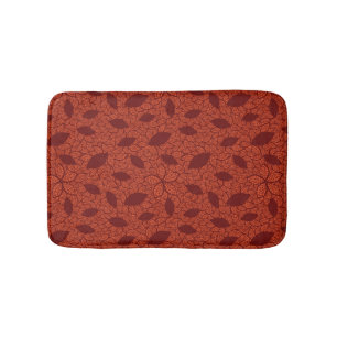 Tapis De Bain Motif rouge de feuille sur l'orange