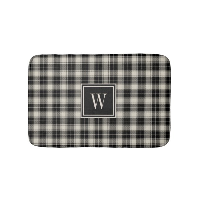 Tapis De Bain Motif rustique noir avec Monogramme (Devant)