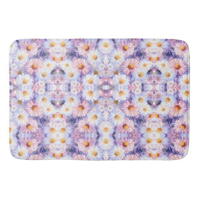 Tapis De Bain Motif sans couture avec des pâquerettes blanches e (Devant)