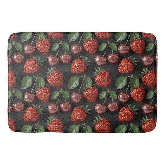 Tapis De Bain Motif sans couture avec fraises et cerises (Devant)