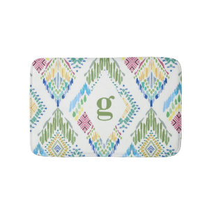 Tapis De Bain Motif sans fil Ikat Floral