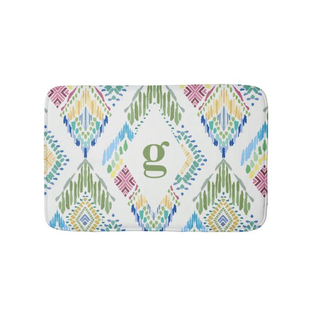 Tapis De Bain Motif sans fil Ikat Floral (Devant)