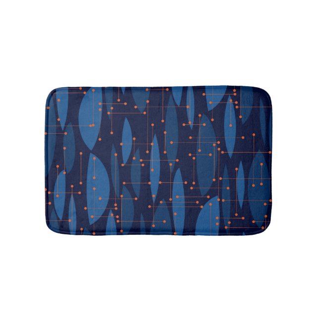 Tapis De Bain Motif sans joint atomique bleu du milieu du siècle (Devant)