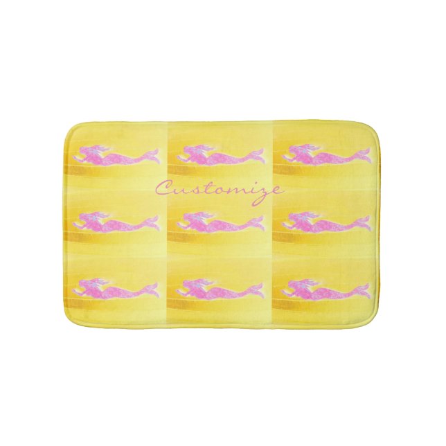 Tapis De Bain motif sirène rose nageant (Devant)