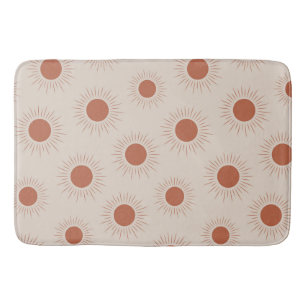 Tapis De Bain Motif Soleil Abstrait Bohème Terracotta Minimalist