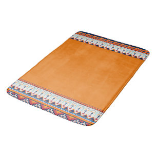 Tapis De Bain Motif Sud-Ouest Boho Rustique Orange & Bleu