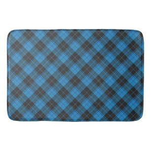 Tapis De Bain Motif Tartan Simple en Bleu Foncé