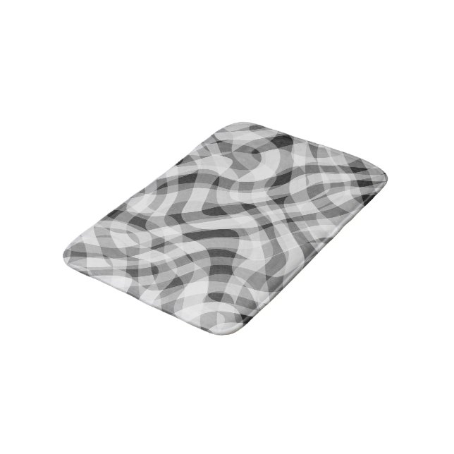 Tapis De Bain Motif tendance Gris Blanc Noir Rétro Gris Verre (Angle)