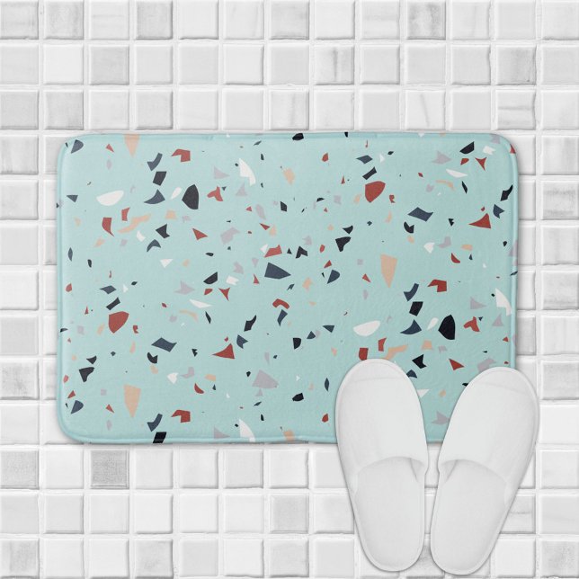 Tapis De Bain Motif Terrazzo Abstrait Moderne du Milieu du Siècl (In situ bathroom floor)