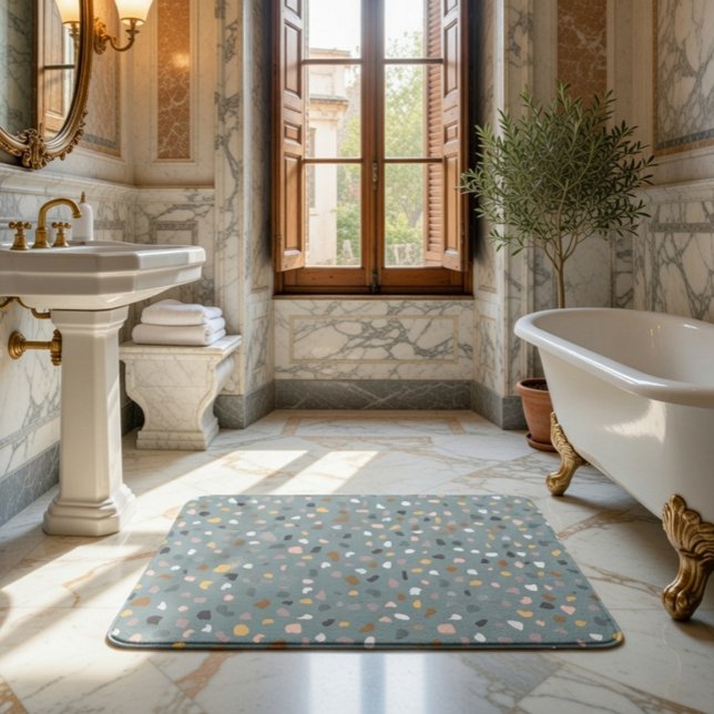 Tapis De Bain Motif Terrazzo Moderne Douce Neutre (Créateur téléchargé)