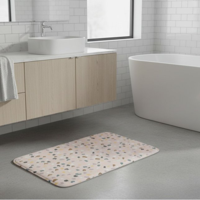Tapis De Bain Motif Terrazzo Moderne Douce Neutre (Créateur téléchargé)
