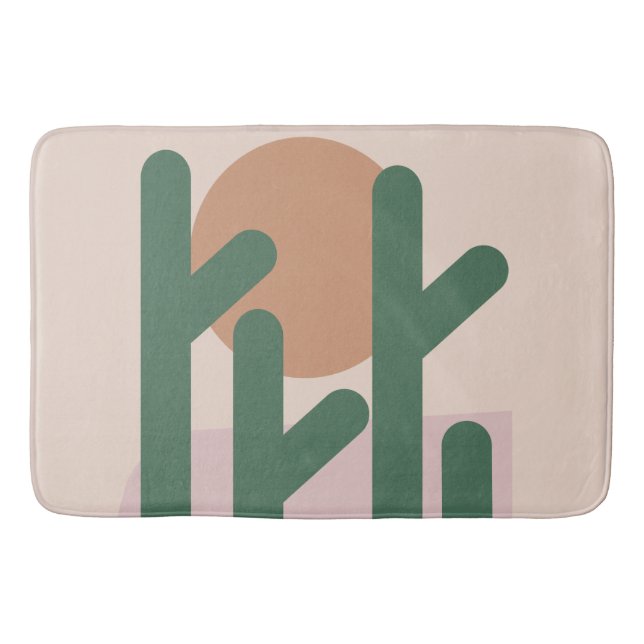 Tapis De Bain Motif terrestre d'art de cactus moderne du milieu  (Devant)