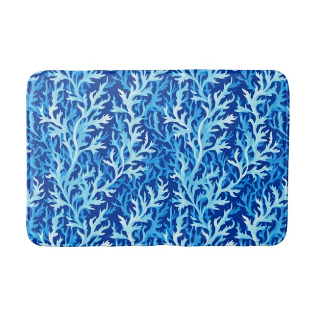 Tapis De Bain Motif textile du littoral d'algues bleues (Devant)