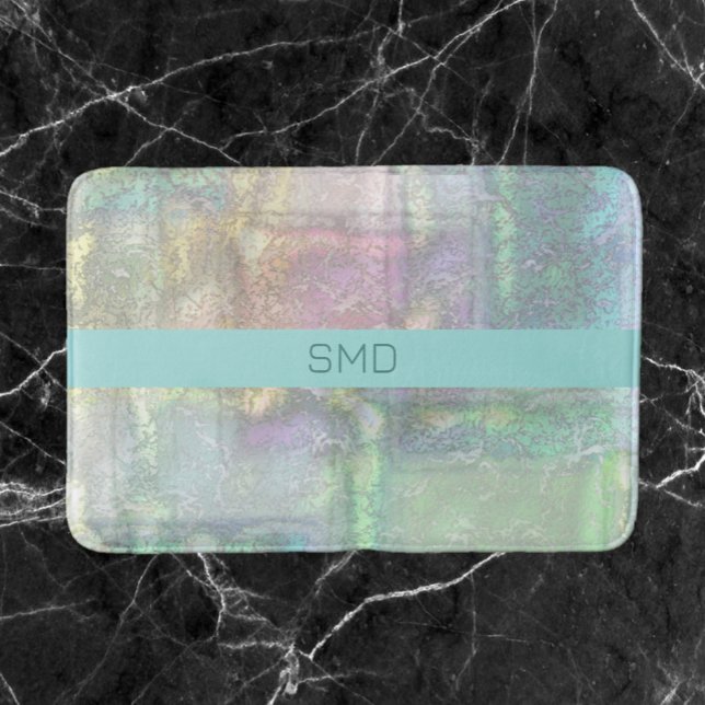 Tapis De Bain Motif texturé abstrait vert bleu rose (Créateur téléchargé)