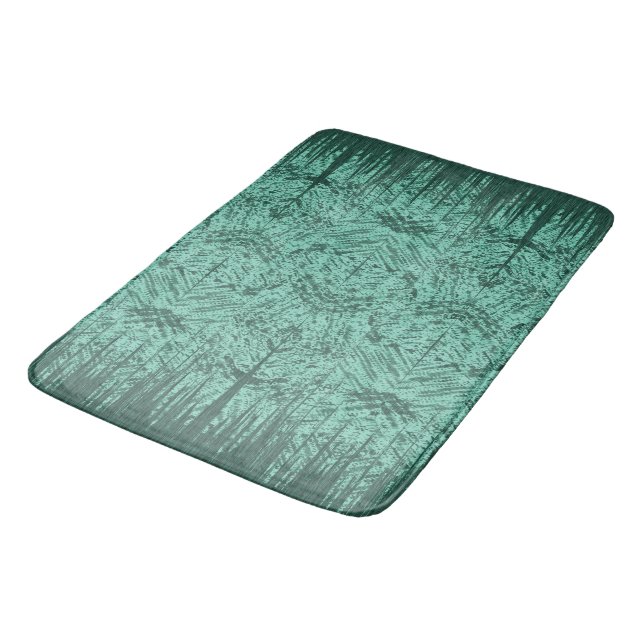 Tapis De Bain Motif Tiki d'île abstraite verte (Angle)