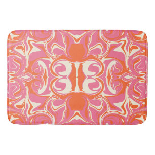 Tapis De Bain Motif torride en rose, orange et crème