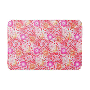 Tapis De Bain Motif tourbillon fractal, corail, rose et crème