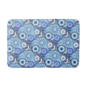 Tapis De Bain Motif tourbillon fractal, nuances bleues