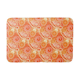 Tapis De Bain Motif tourbillon fractal, nuances de corail orange