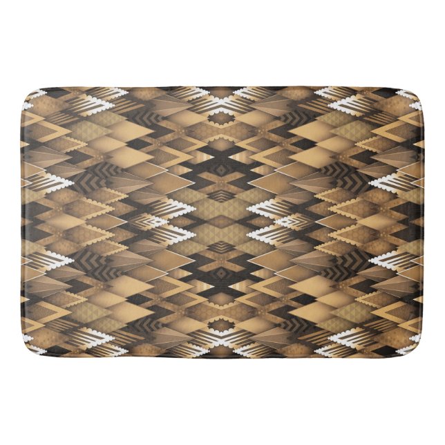 TAPIS DE BAIN MOTIF TRIANGULAIRE RUSTIQUE TRIBAL (Devant)