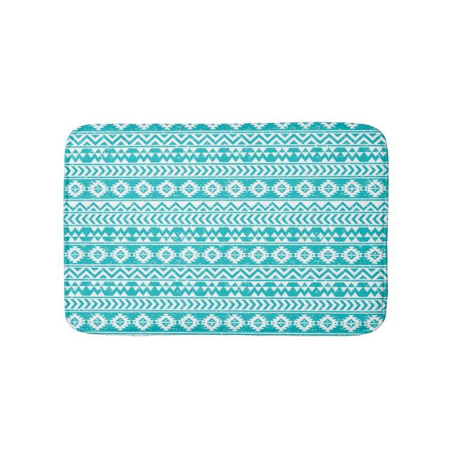 Tapis De Bain Motif tribal aztèque grunge turquoise (Devant)