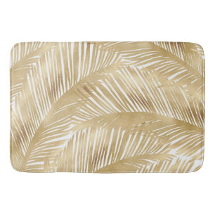 Tapis De Bain Motif Tropical de feuille d'or moderne