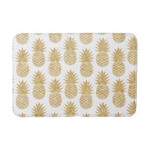 Tapis De Bain Motif tropical élégant d'ananas d'or blanc