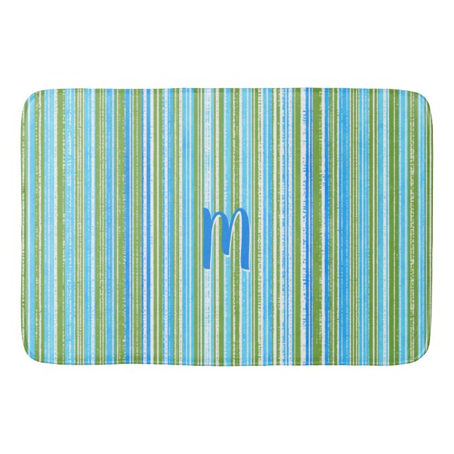 Tapis De Bain Motif turquoise, bleu, vert et blanc (Devant)
