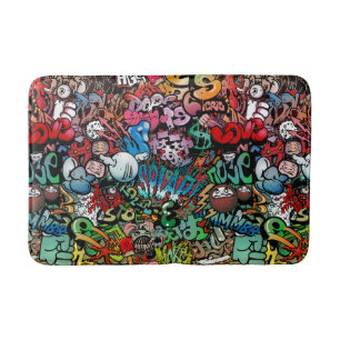 Tapis De Bain Motif urbain de caractères de graffiti d'art de