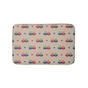 Tapis De Bain Motif vérifié avec des hiboux d'amour