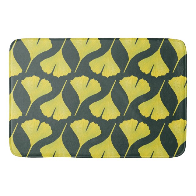 Tapis De Bain Motif vert Ginkgo Leaf - Printemps Botanique (Devant)